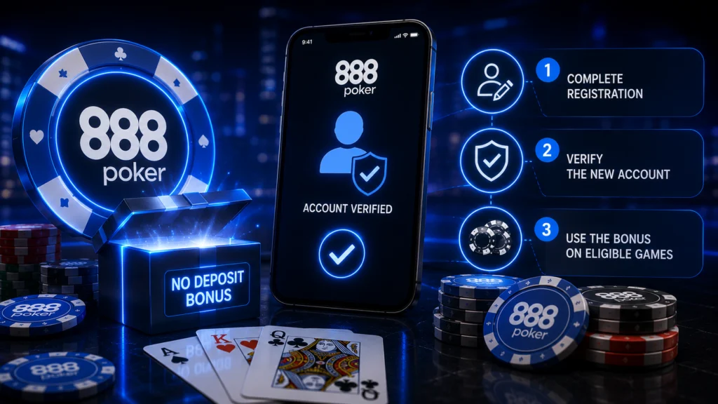 888 Poker no deposit bonus claim steps in Canada