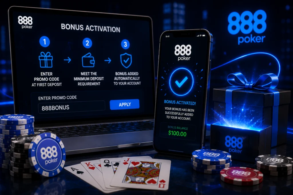 888 Poker promo code activation and ongoing bonuses